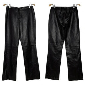 DKNY NWOT 100% Leather Black Mid Rise Bootcut Pants Size 8